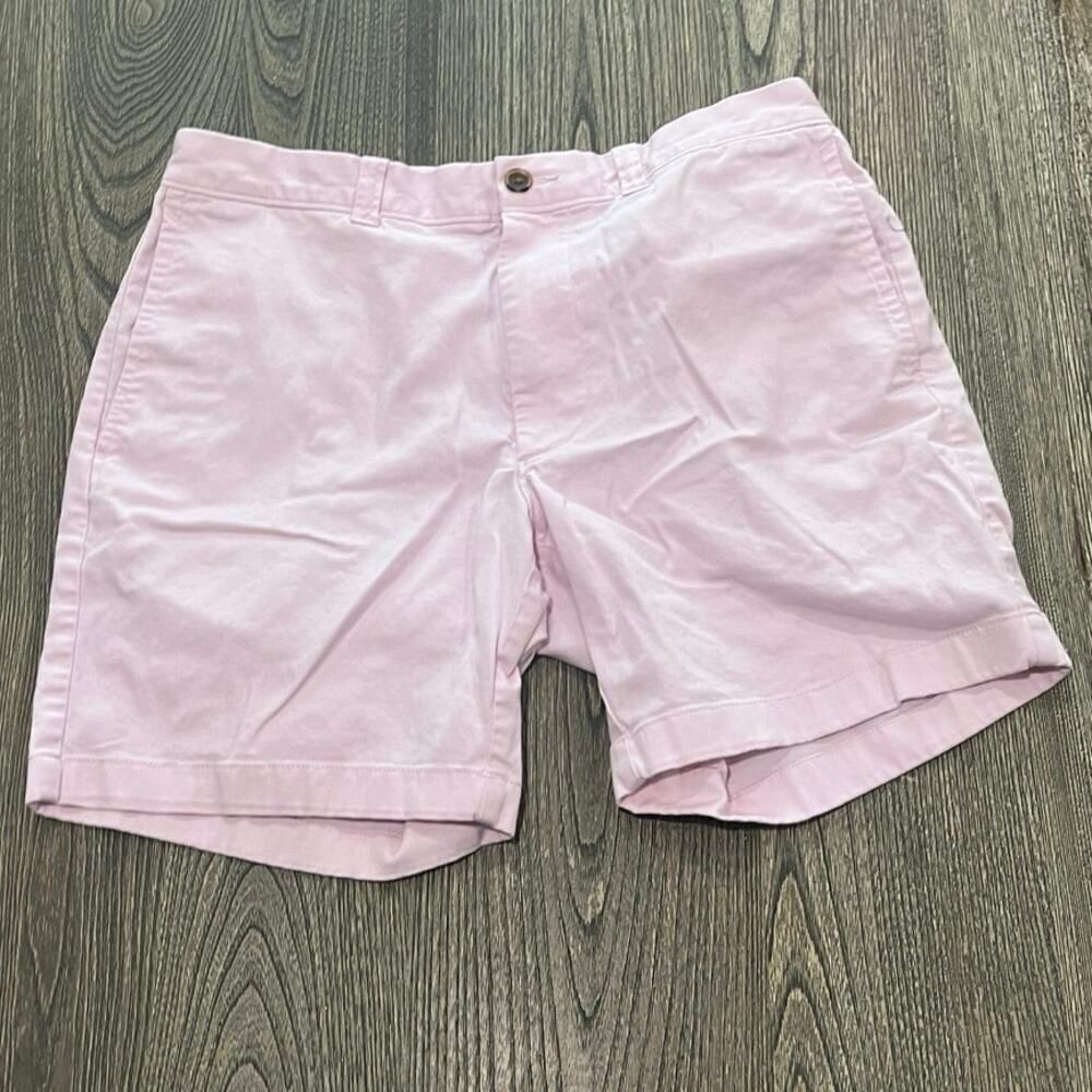 J.Crew Mens 7" Chino Shorts Mid Rise Flat Front Cotton Blend Stretch Pink Sz 32